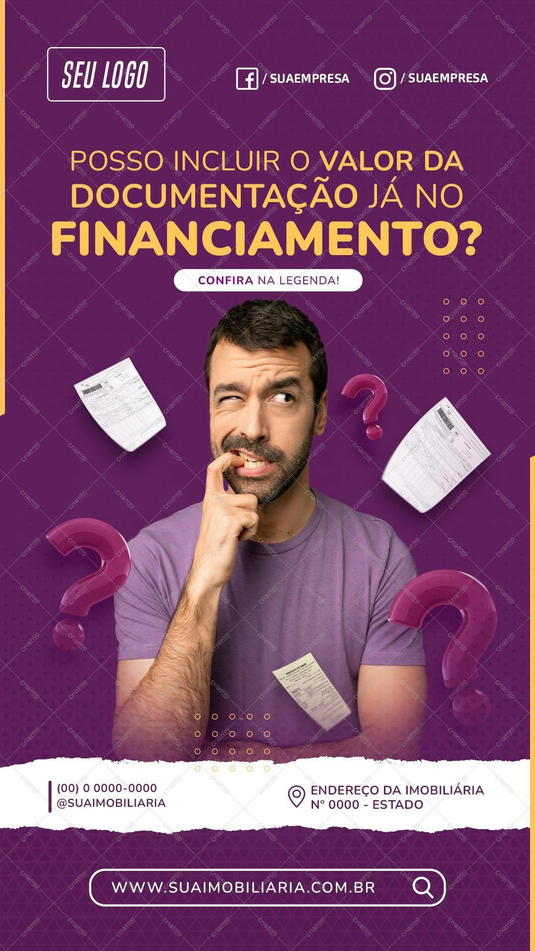 Banner Imobiliária Dúvidas Financiamento PSD Editável