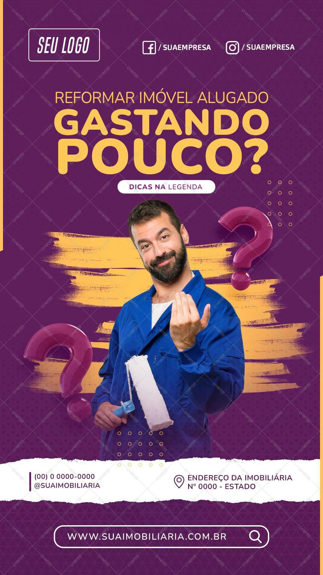 Banner para Imóveis: Reforma com Baixo Custo PSD Editável