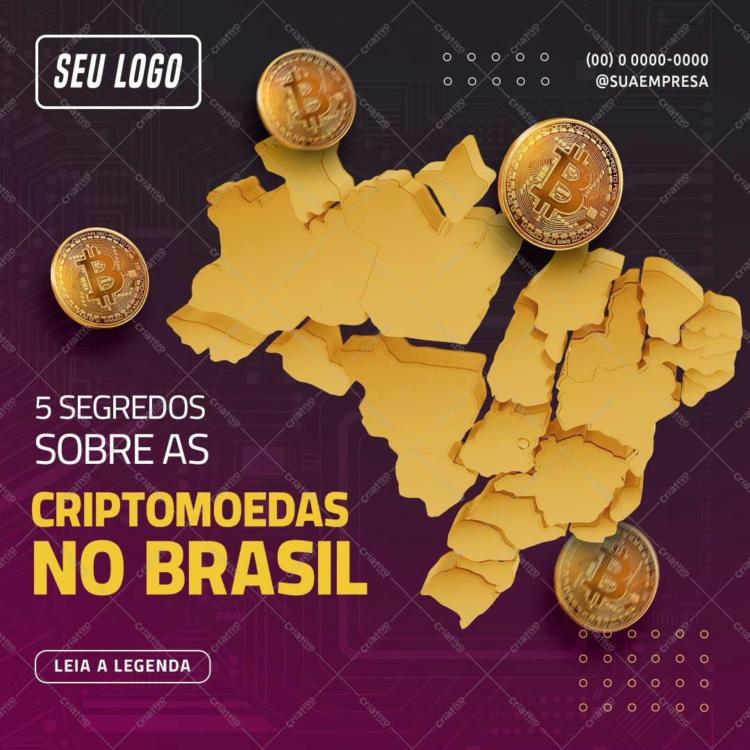 Post para Redes Sociais sobre Criptomoedas no Brasil PSD Editável