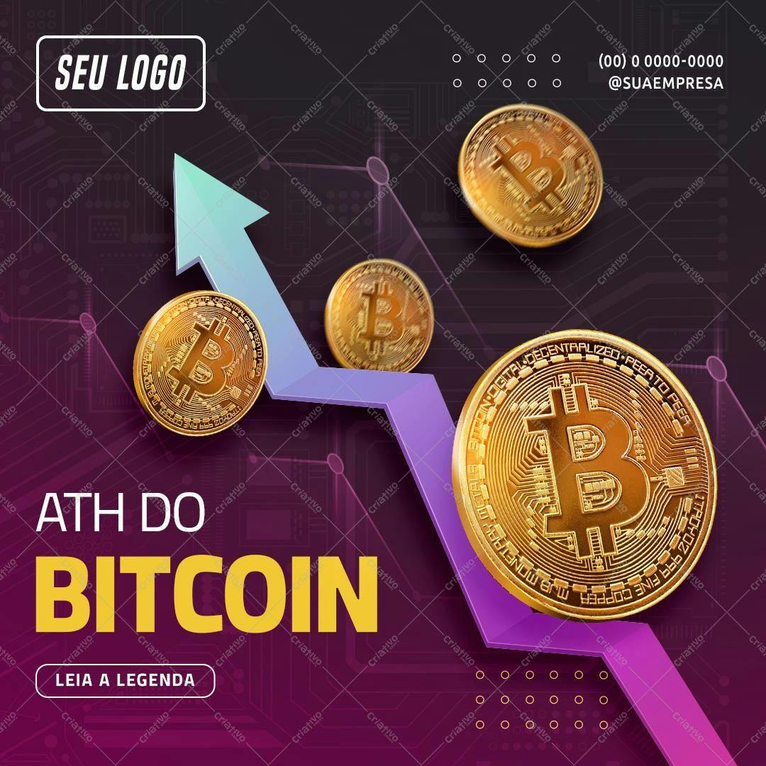 Post para Redes Sociais sobre Alta do Bitcoin PSD Editável