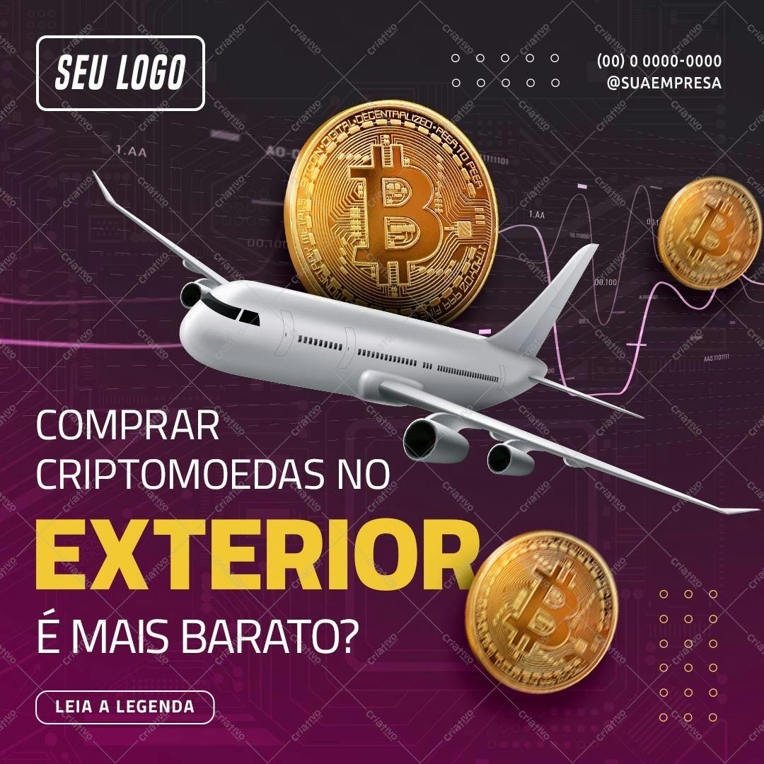 Banner para Investimento em Criptomoedas no Exterior PSD Editável