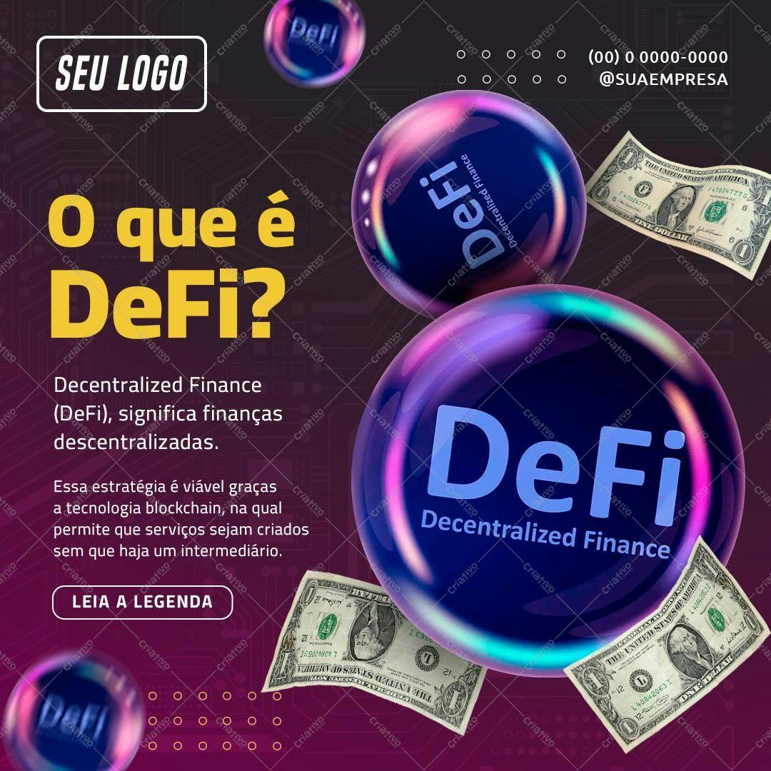 Post para Redes Sociais sobre DeFi PSD Editável