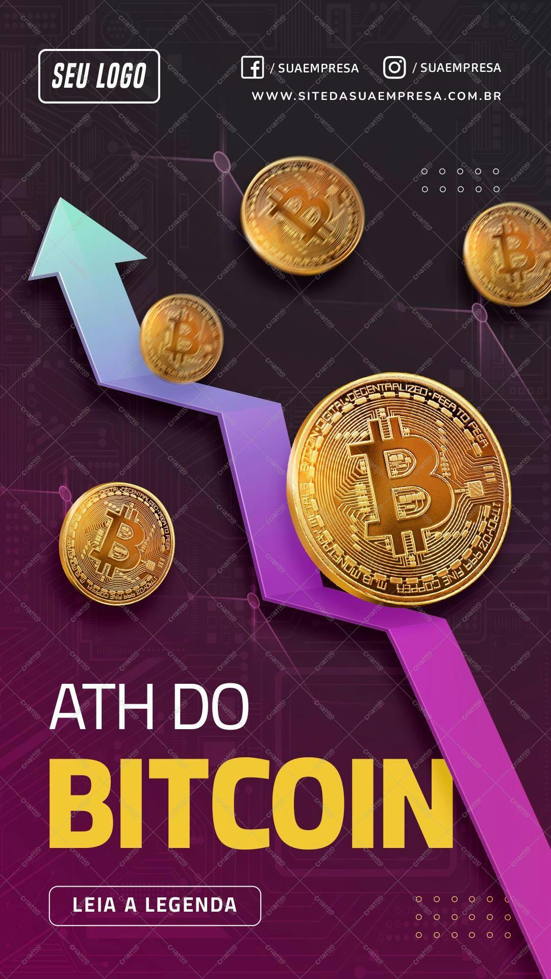 Banner para Anúncio de ATH do Bitcoin PSD Editável