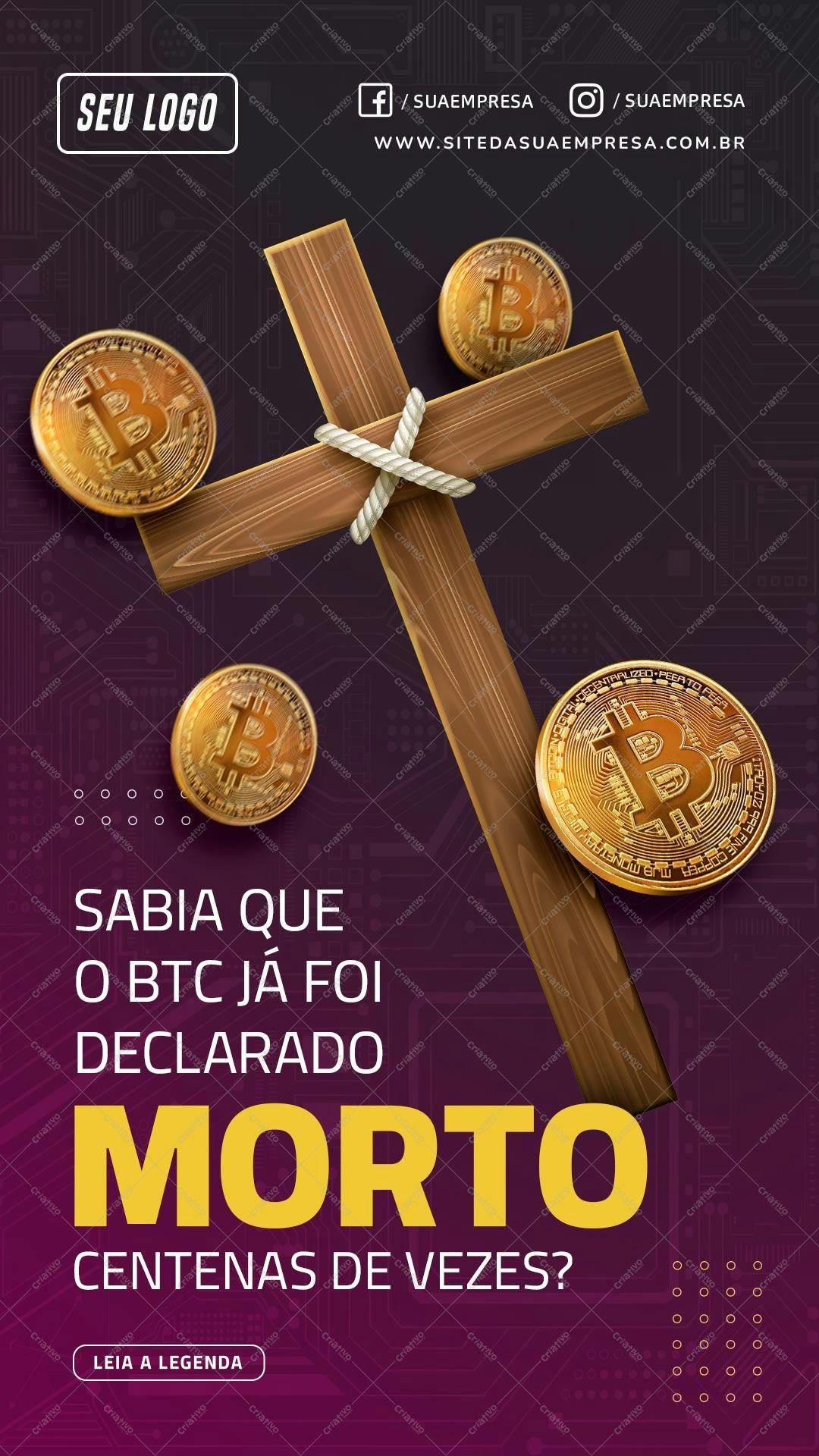 Banner para Redes Sociais sobre Bitcoin PSD Editável