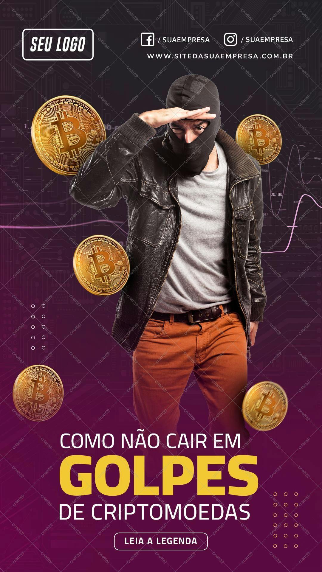 Banner para Golpe de Criptomoedas PSD Editável