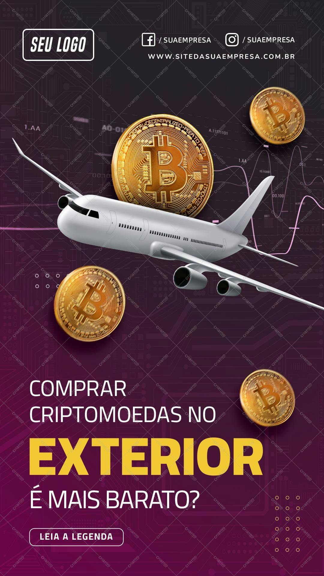 Banner para Comprar Criptomoedas no Exterior PSD Editável