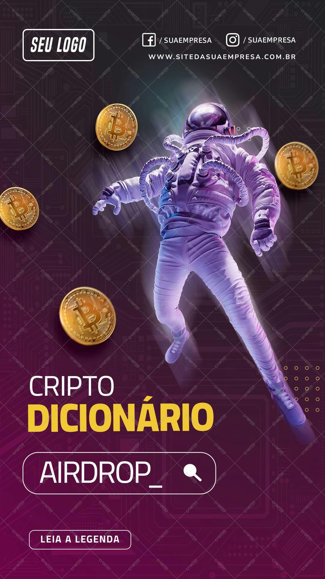 Banner para Airdrop de Criptomoeda PSD Editável