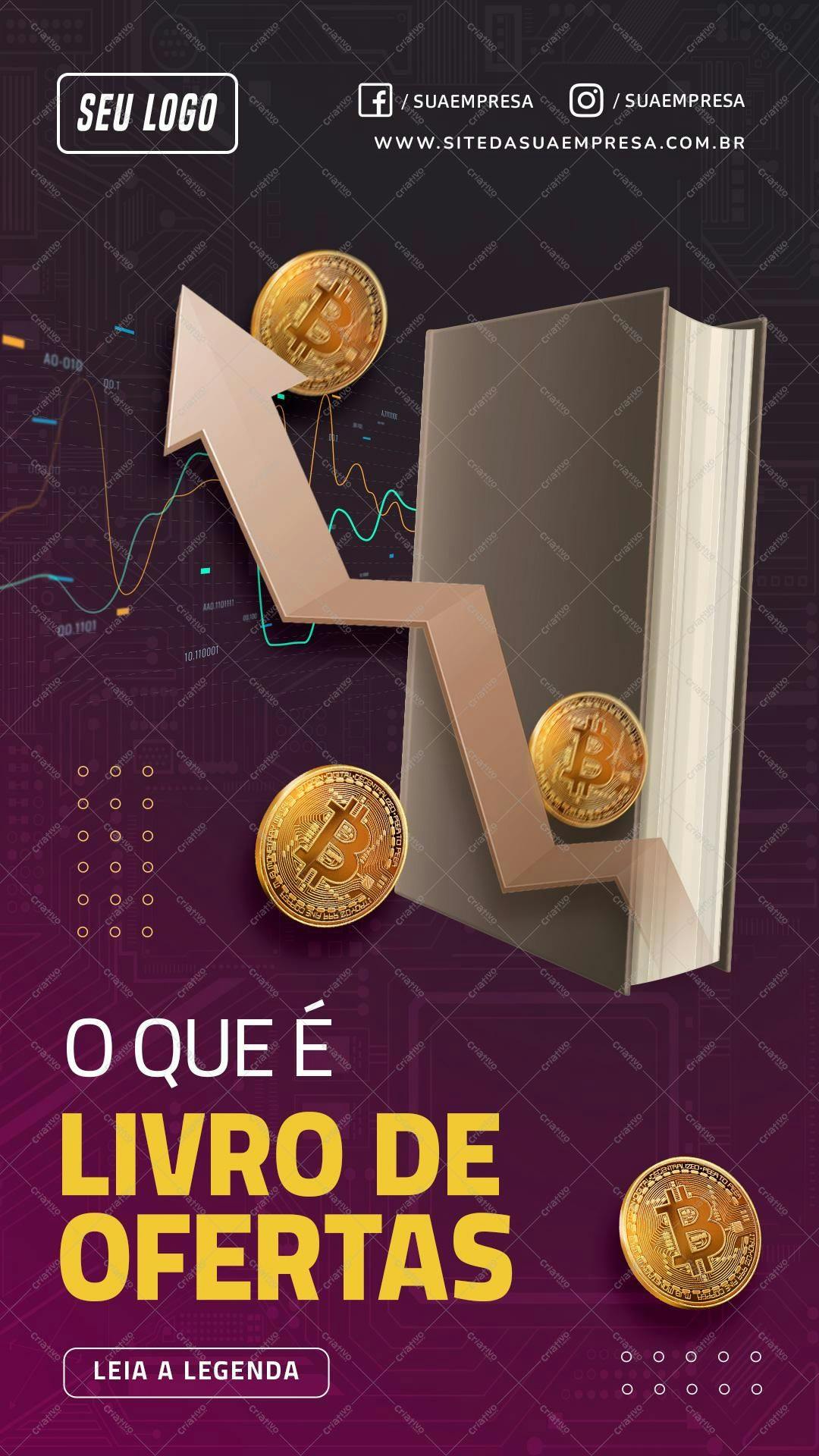 Banner para Livro de Ofertas com Bitcoin PSD Editável