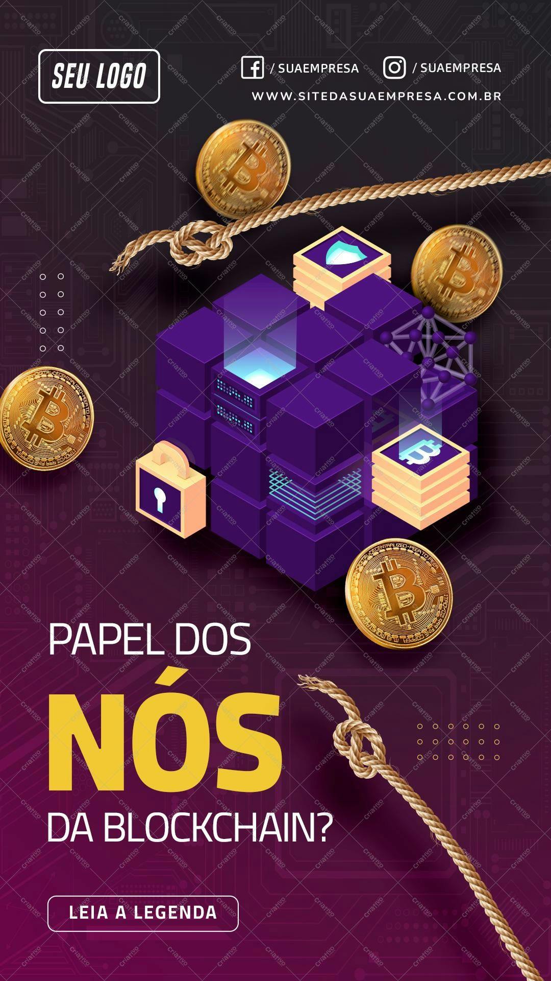 Post para Redes Sociais sobre Blockchain PSD Editável
