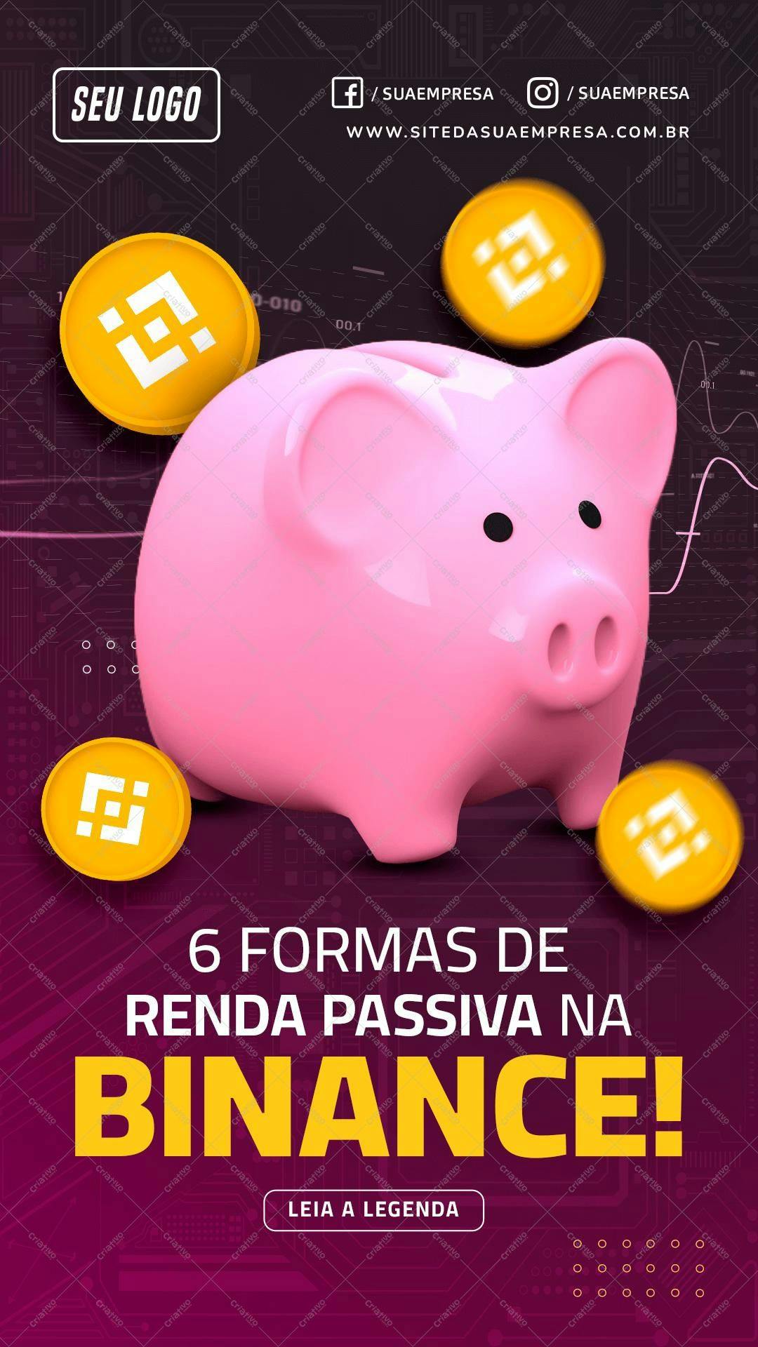 Banner para Investimentos em Criptomoedas Binance PSD Editável