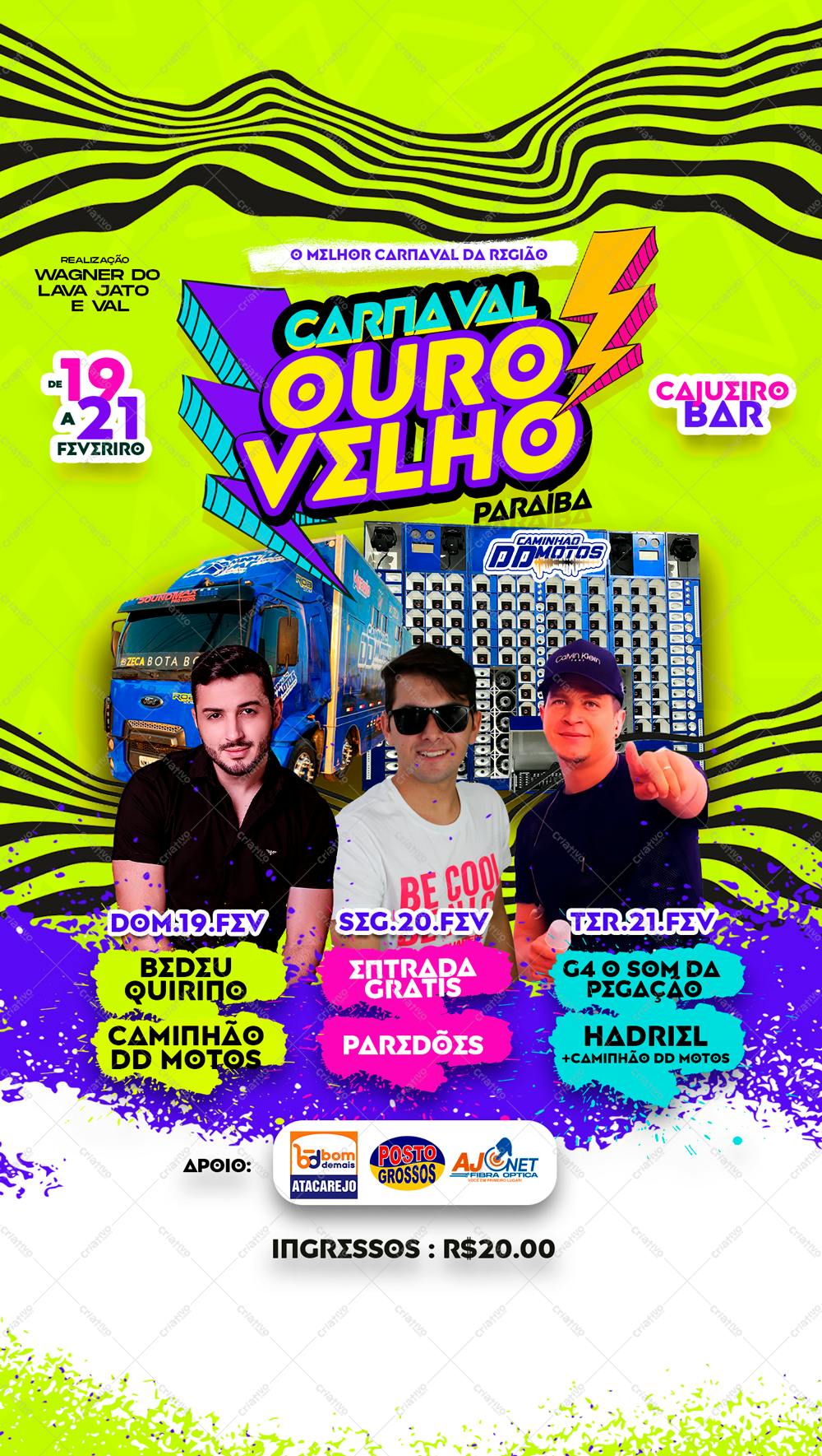 Flyer para Carnaval Ouro Velho PSD Editável