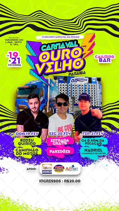 Arte Para Stories Carnaval Ouro Velho 2023 - Psd