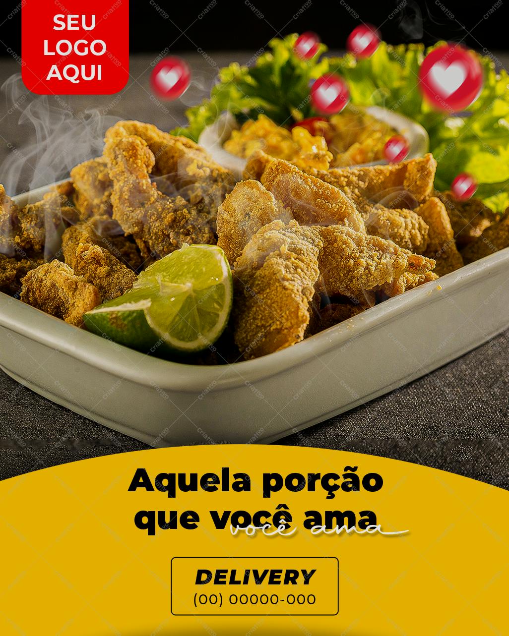 Template de Post para Redes Sociais - Peixe Frito PSD Editável