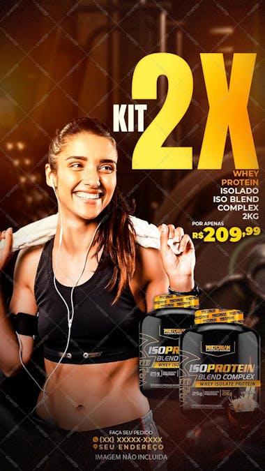 Academia kit 2x whey protein social media psd editavel