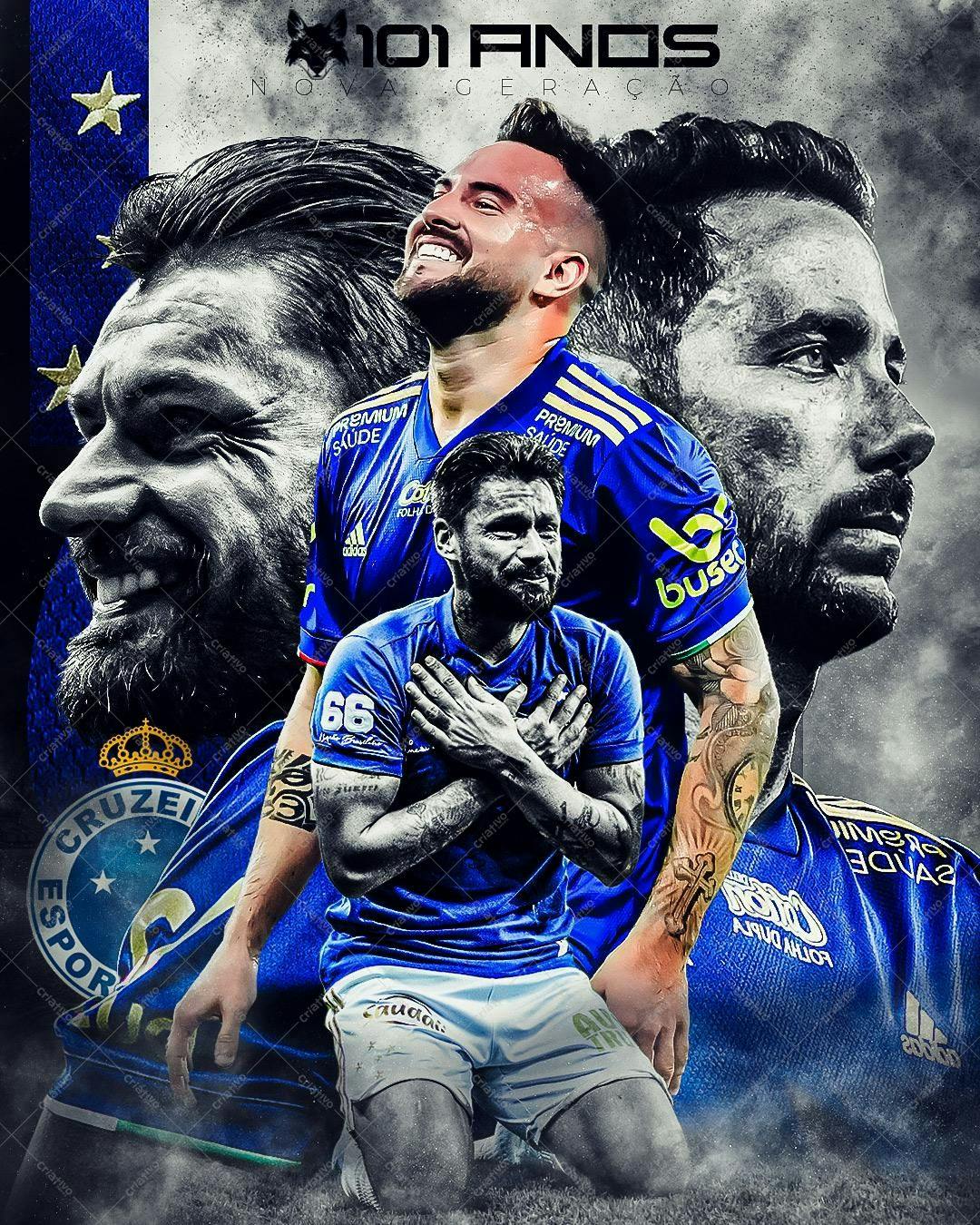 Arte de Futebol para 101 Anos do Cruzeiro PSD Editável