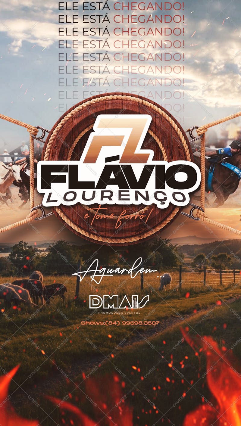 Flyer para Show de Forró com Cavalo e Fogo PSD Editável