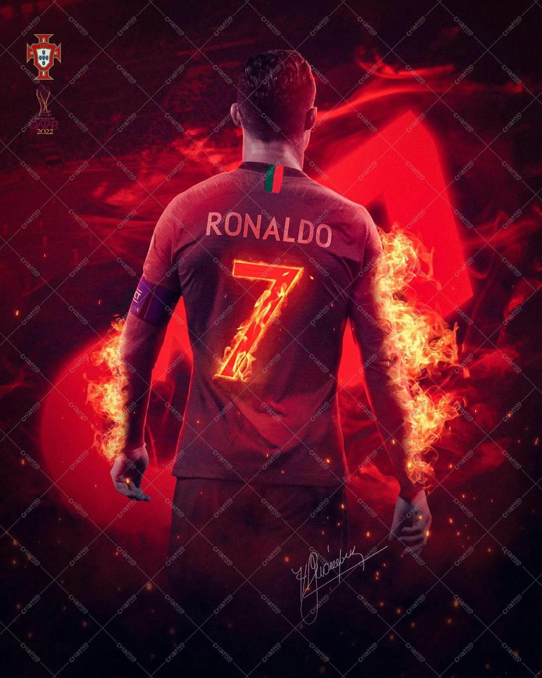 PSD Camiseta do Cristiano Ronaldo em Chamas PSD Editável