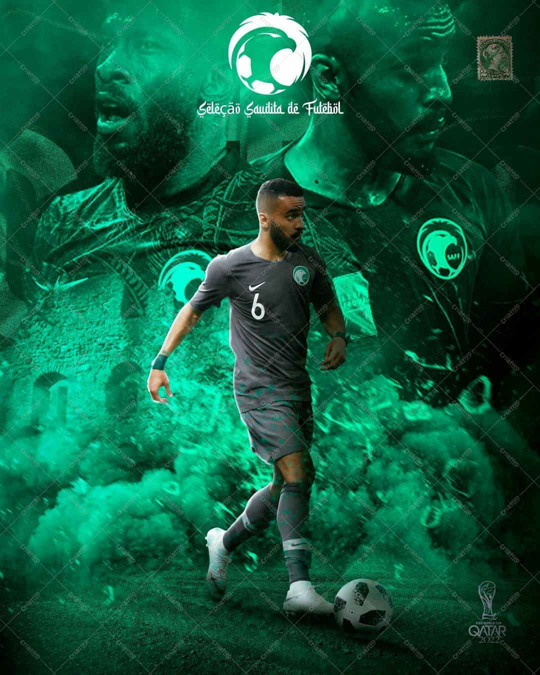 Arte de Jogador de Futebol Saudita PSD Editável