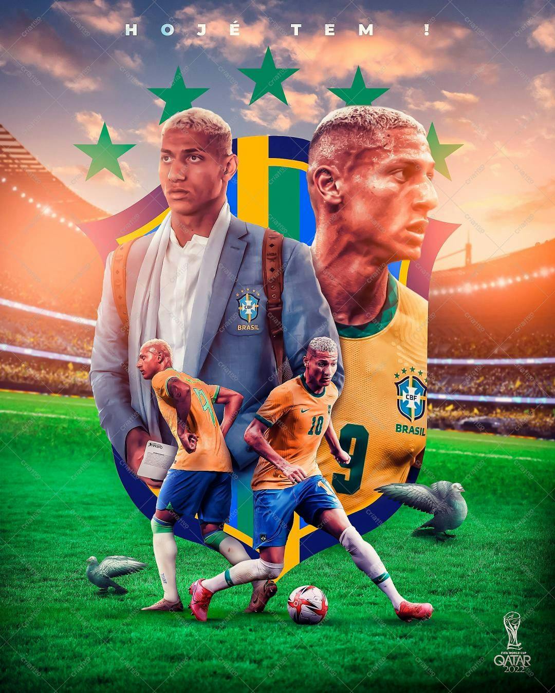 Poster Copa do Mundo com Jogadores Brasileiros PSD Editável