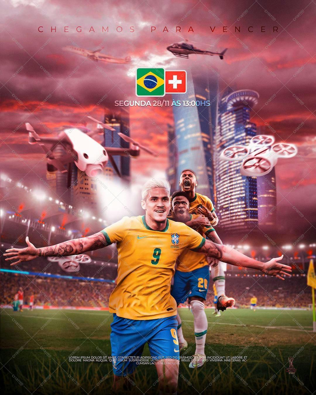 Poster Copa do Mundo Brasil x Suíça PSD Editável
