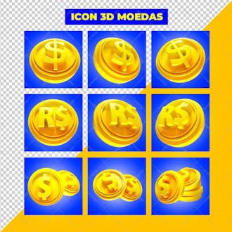 Pacote de ícones de moedas 3d