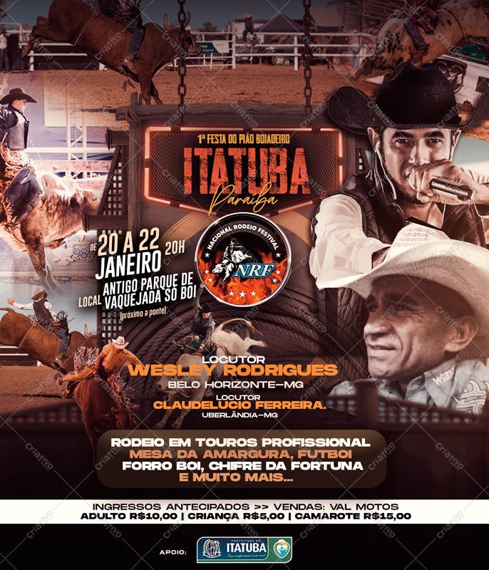 Flyer para Festa do Pião Boiadeiro em Itatuba PSD Editável