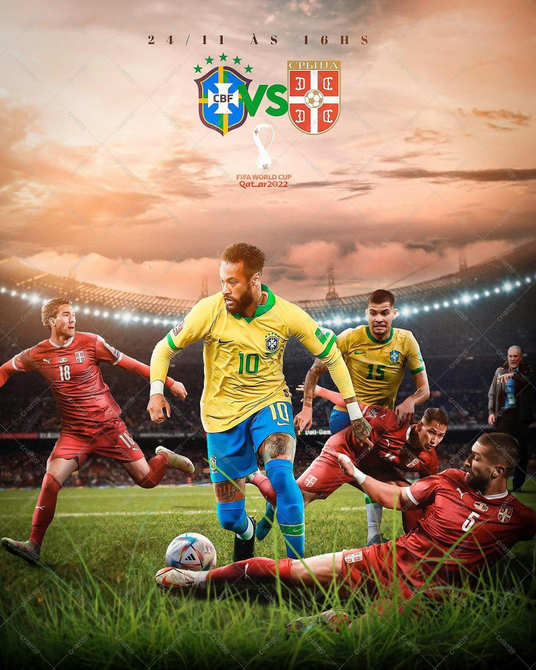 Poster Copa do Mundo Brasil x Sérvia PSD Editável