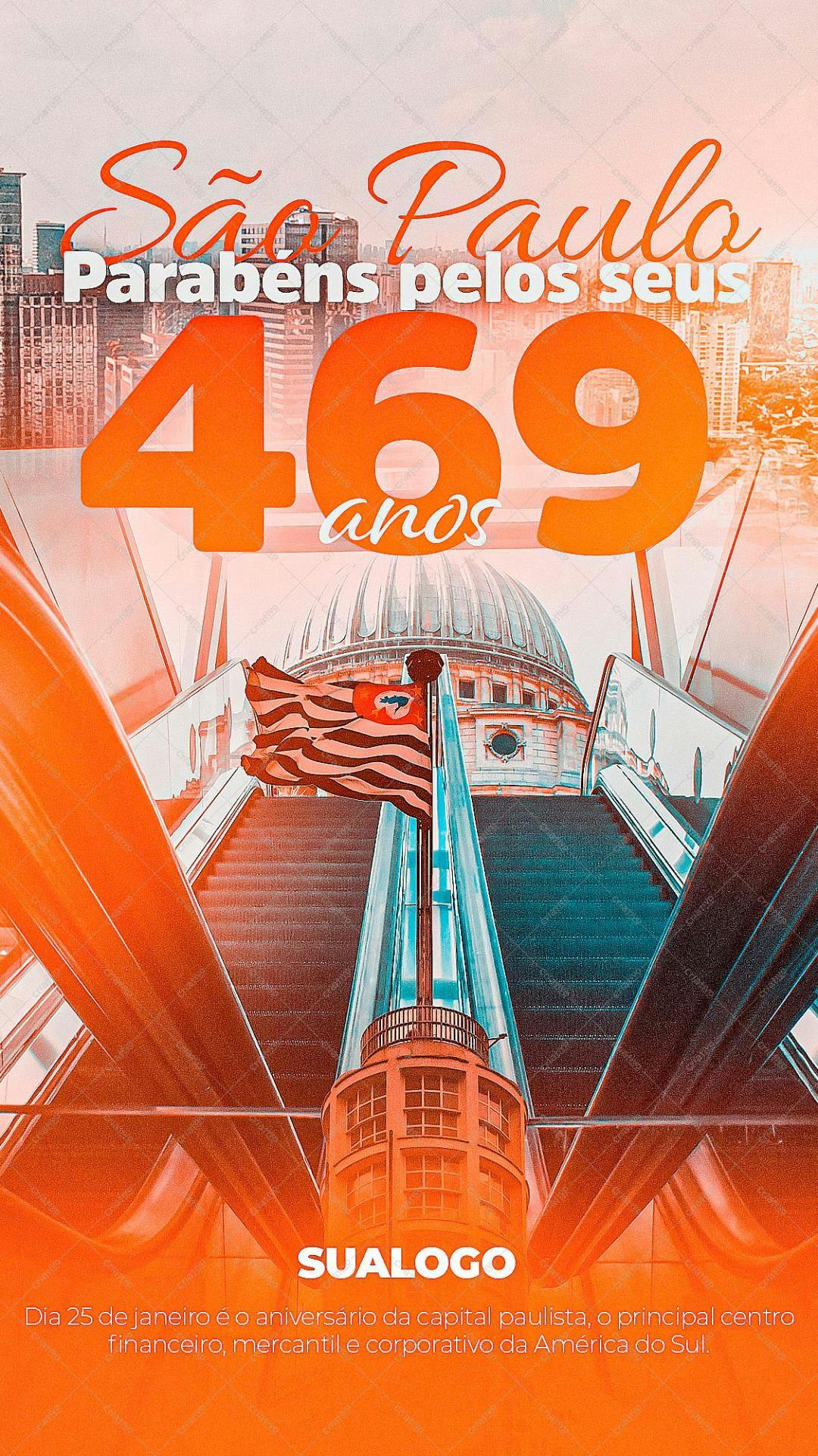 Flyer para Aniversário de São Paulo 469 anos PSD Editável