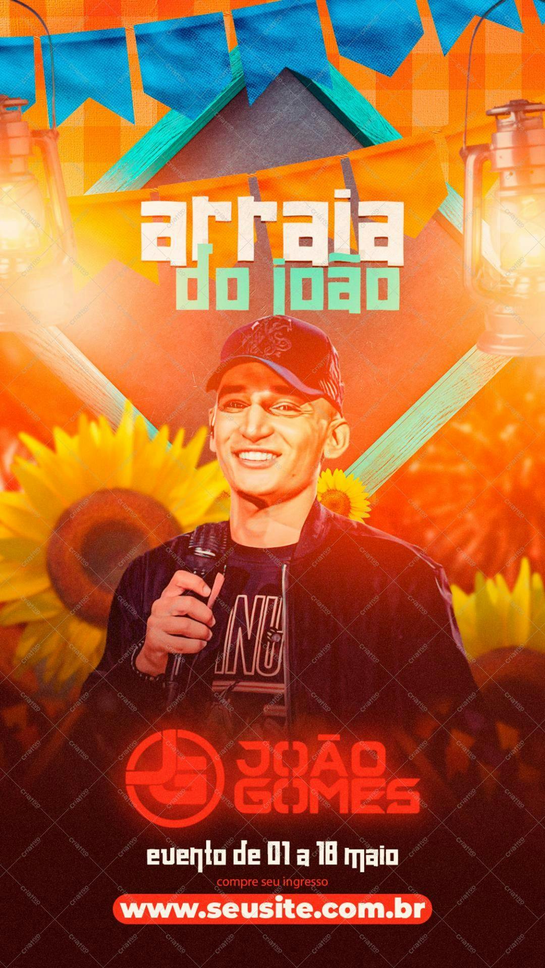 Flyer para Festa Junina com João Gomes PSD Editável