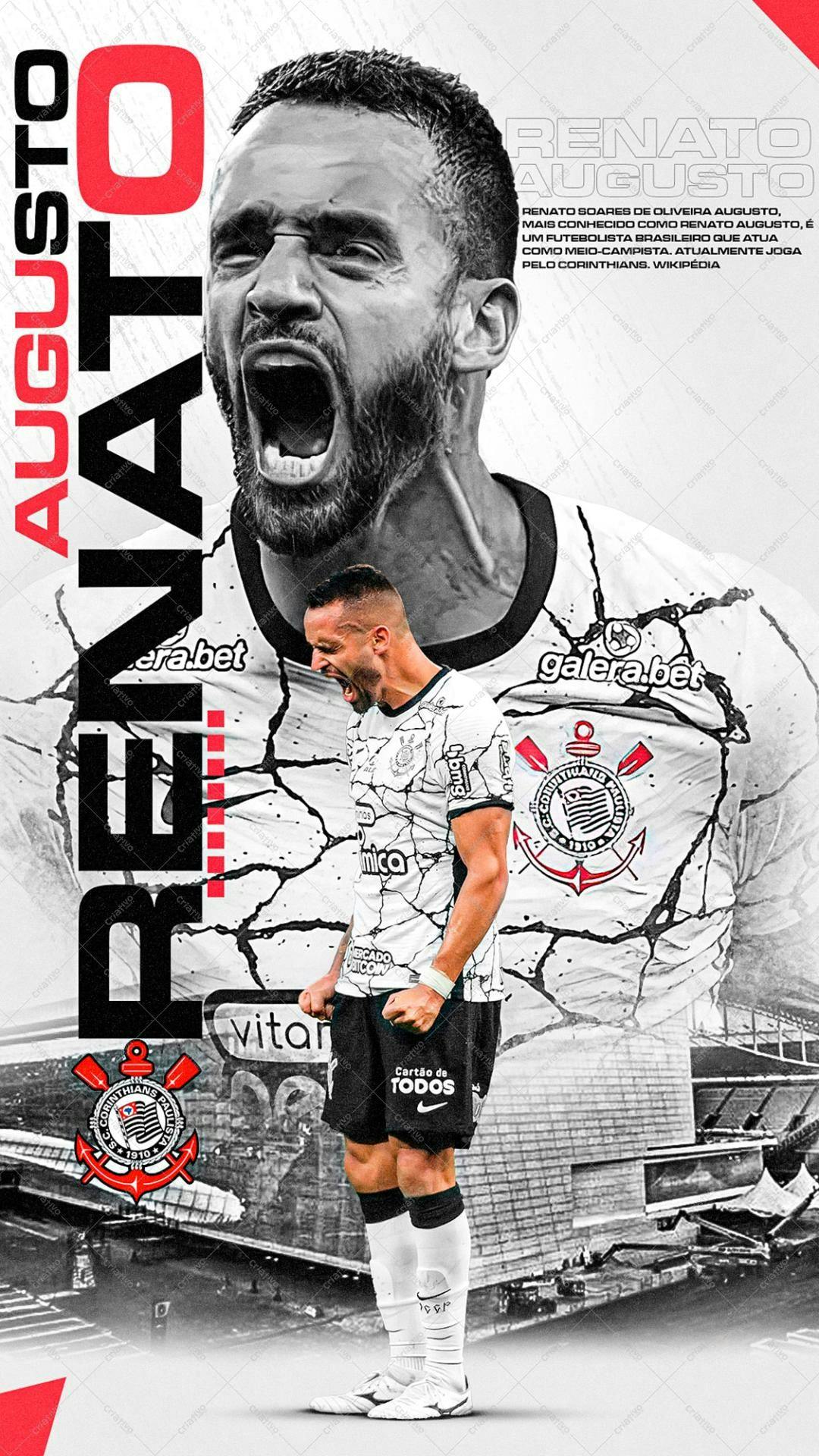 Poster Jogador de Futebol Renato Augusto Corinthians PSD Editável
