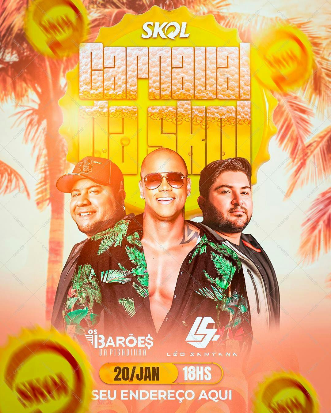 Flyer para Festa de Carnaval PSD Editável