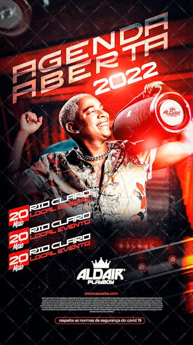 Flyer story aldair playboy agenda aberta 2022 social media