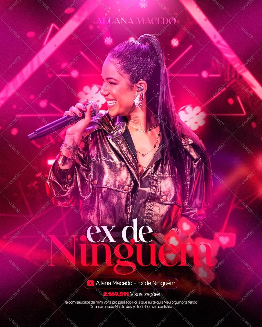 Flyer para Lançamento Musical Allana Macedo PSD Editável