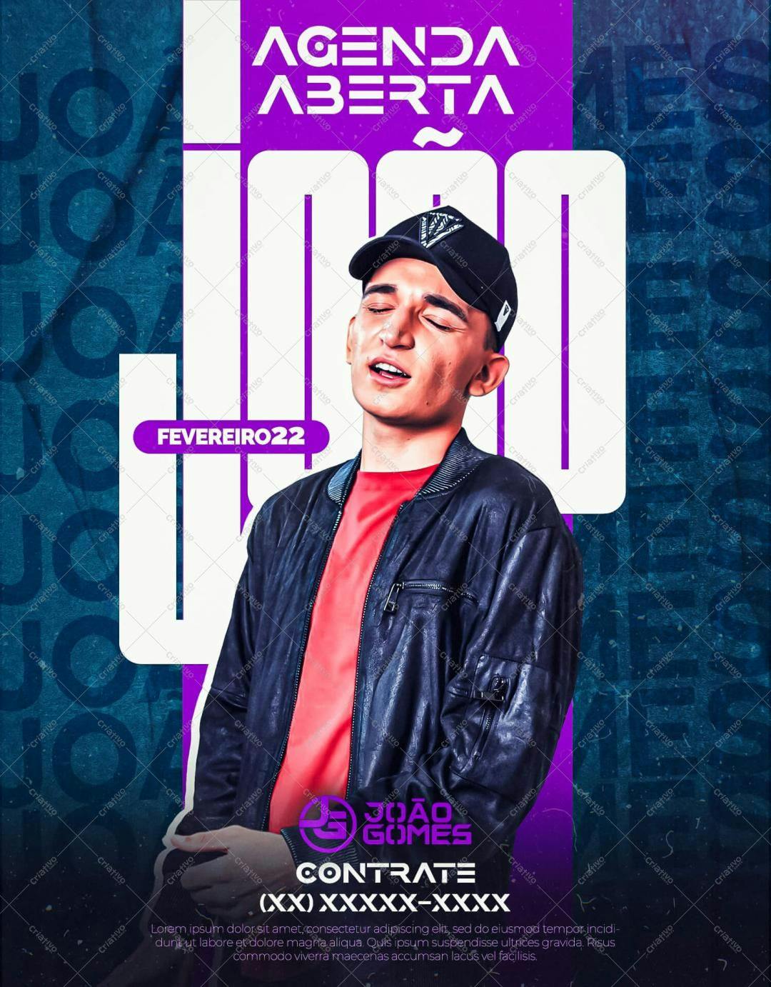 Flyer para Contratação Cantor João Gomes PSD Editável