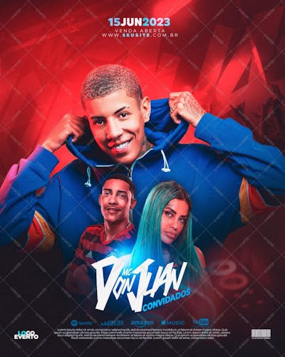 Flyer Convidados Mc Don Juan Poze Do Rodo Social Media Psd Editavel