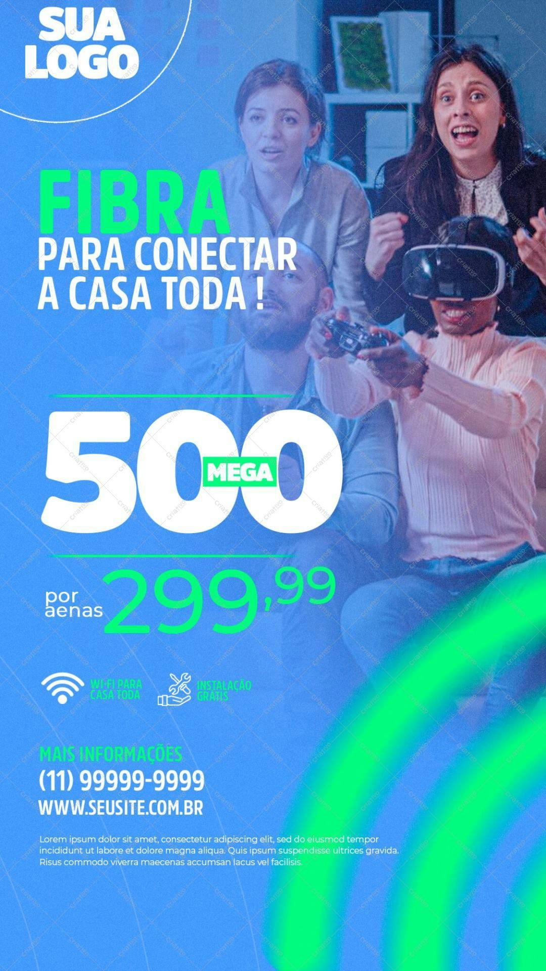 Flyer para Promoção de Internet Fibra Ótica PSD Editável
