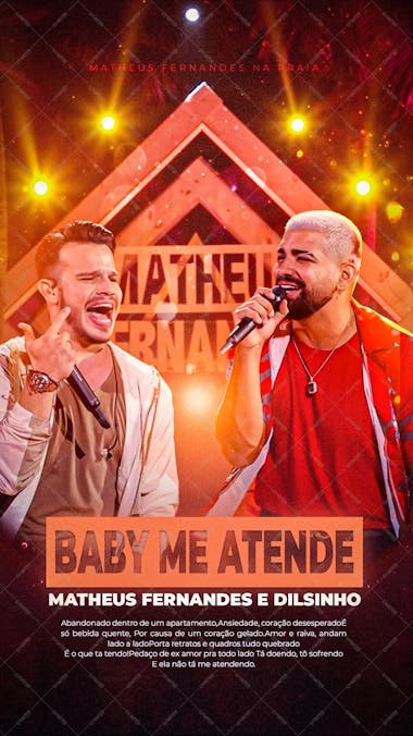 Flyer story baby me atende matheus e dilsinho social media psd editavel