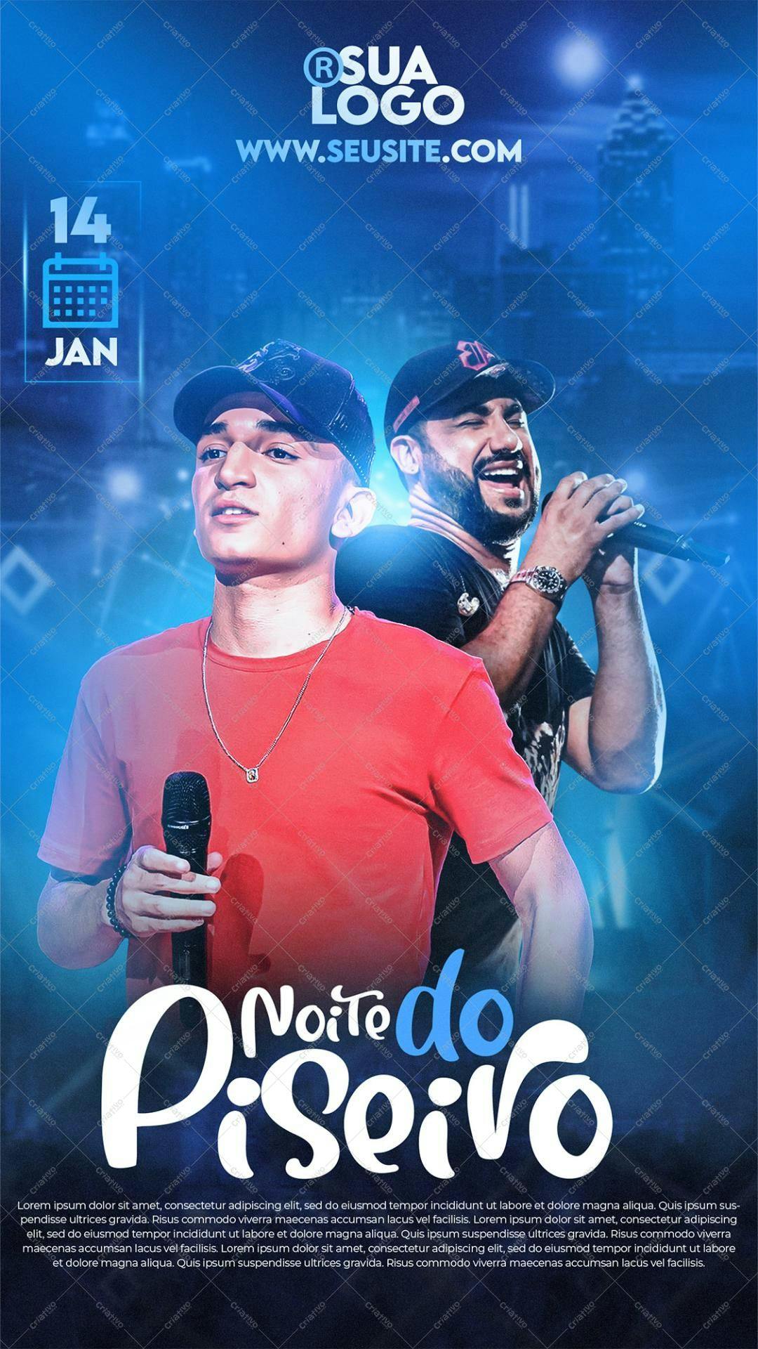 Flyer para Show Musical Noite do Piseiro PSD Editável