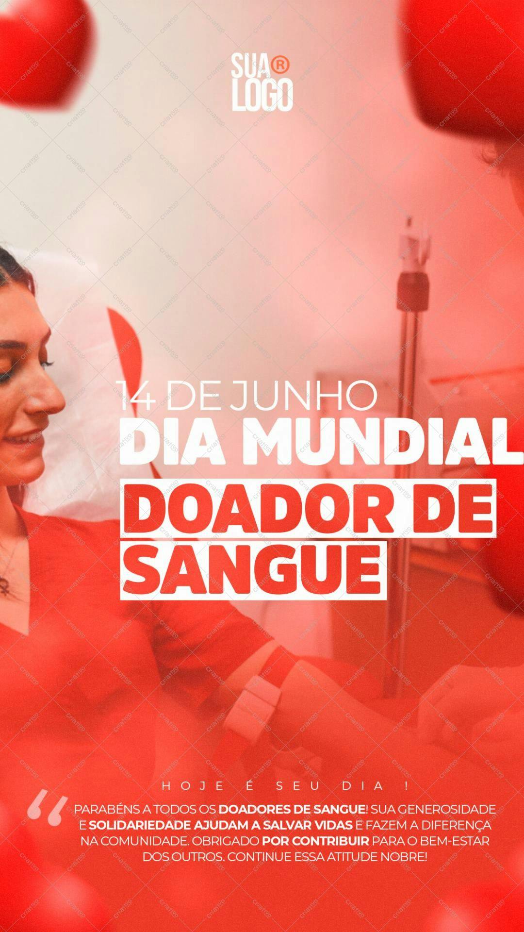 Post para Dia Mundial do Doador de Sangue PSD Editável