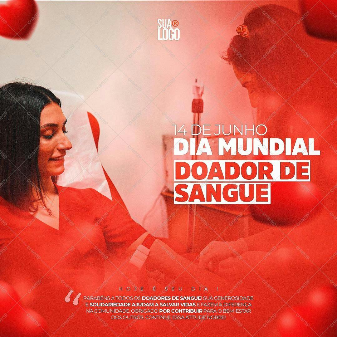 Post para o Dia Mundial do Doador de Sangue PSD Editável