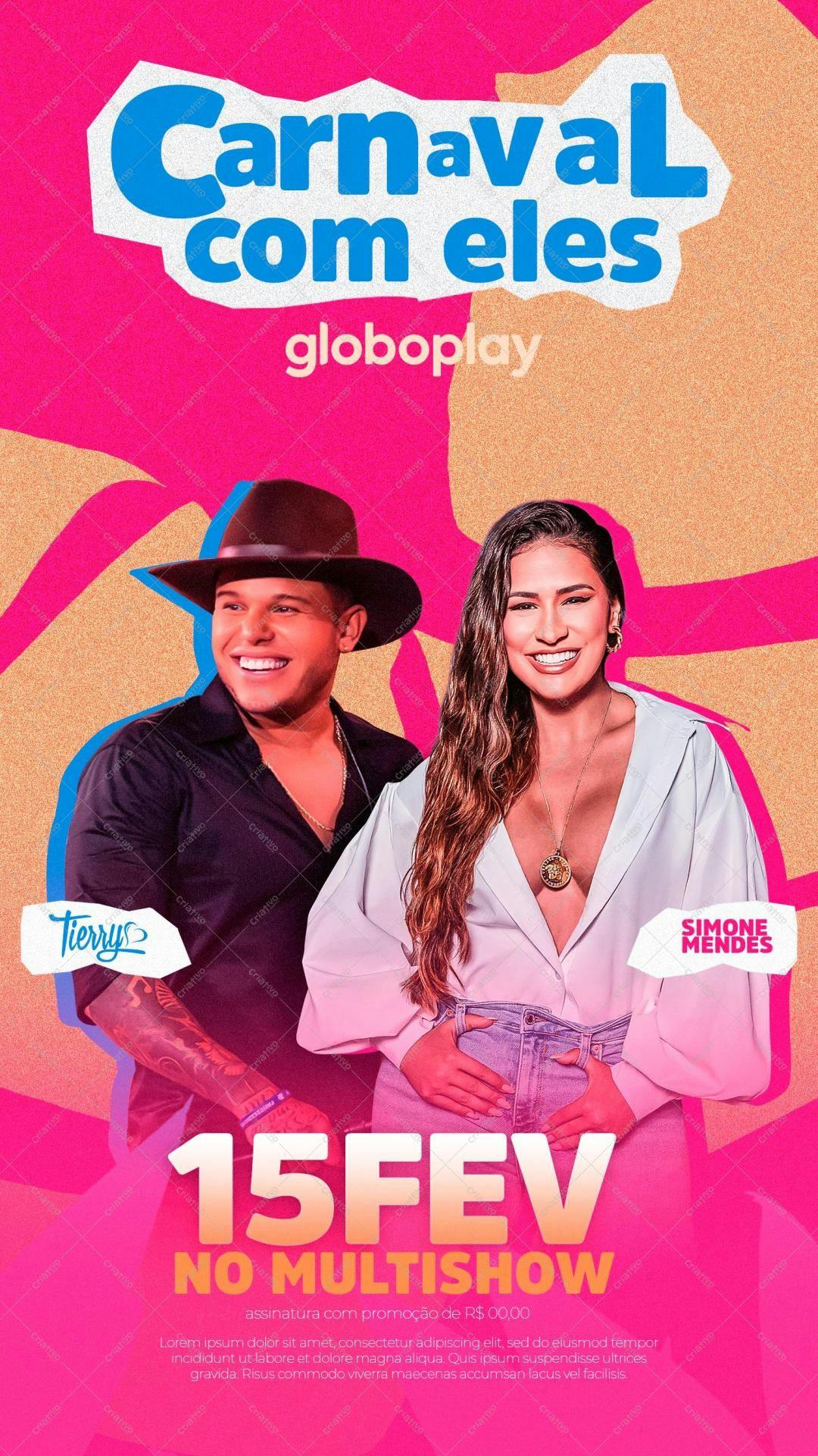 Flyer para Show do Carnaval com Simone Mendes e Tierry PSD Editável