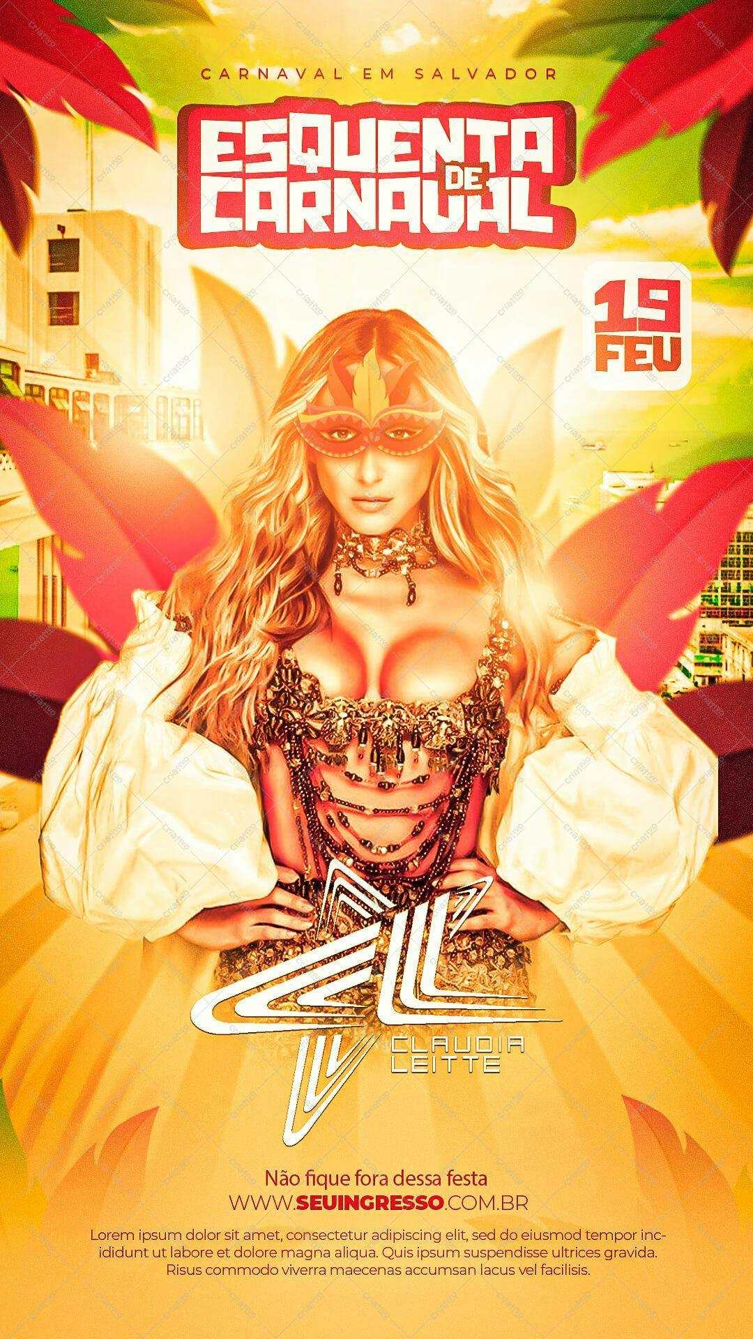 Flyer para Esquenta de Carnaval em Salvador PSD Editável
