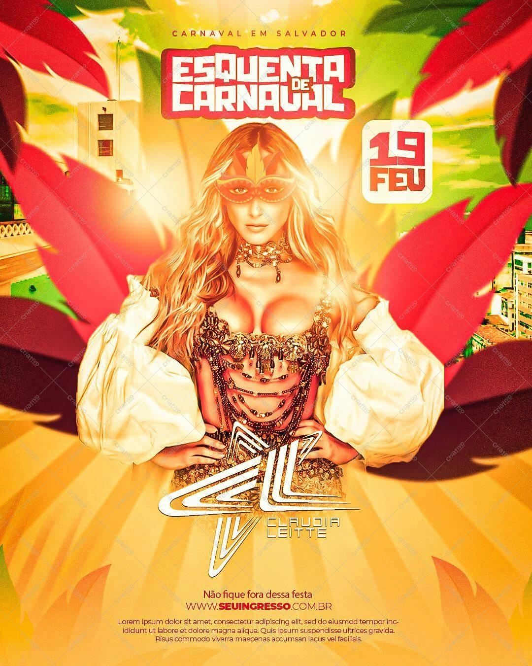 Flyer para Esquenta de Carnaval em Salvador PSD Editável
