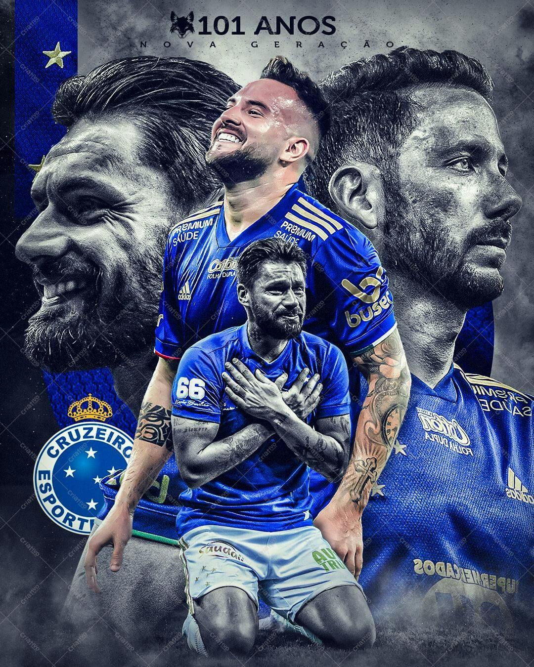 Arte de Jogador de Futebol para 101 Anos do Cruzeiro PSD Editável