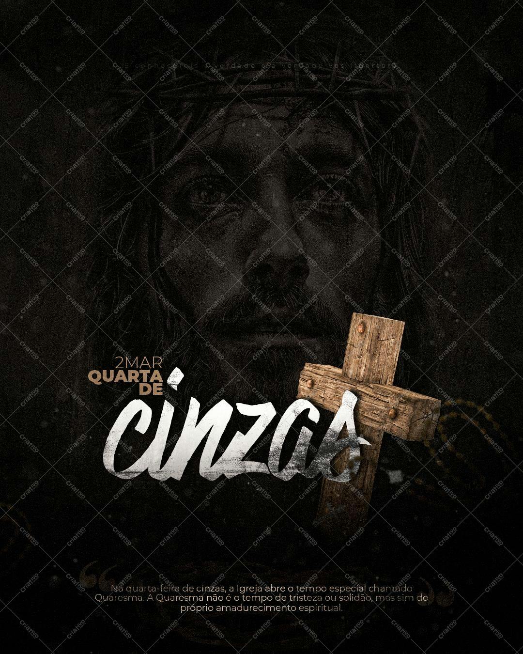 Flyer para Quarta-Feira de Cinzas PSD Editável