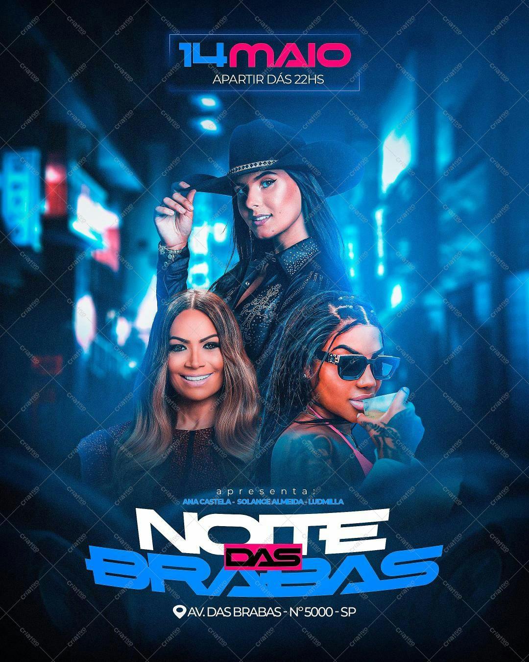 Flyer para Festa Noturna com Cantoras PSD Editável
