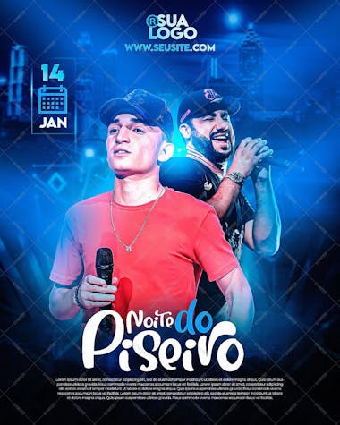 Flyer noite do piseiro social media psd editavel