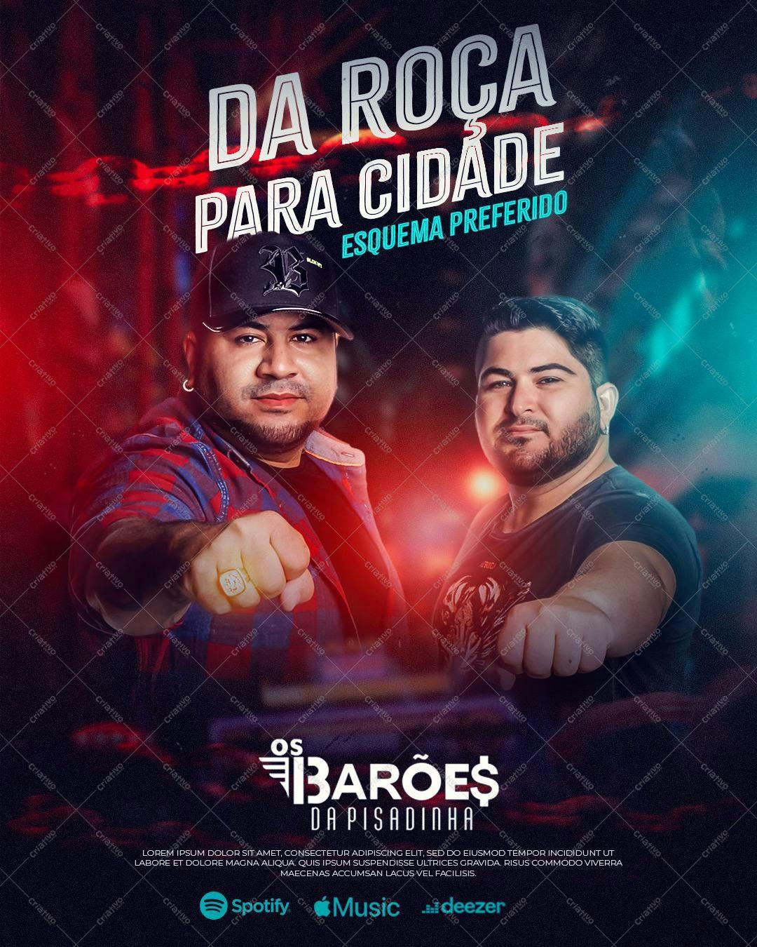 Flyer para Evento Musical Os Barões da Pisadinha PSD Editável