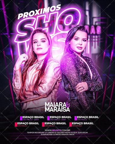 Flyer proximos shows da maiara e maraisa social midia psd editavel