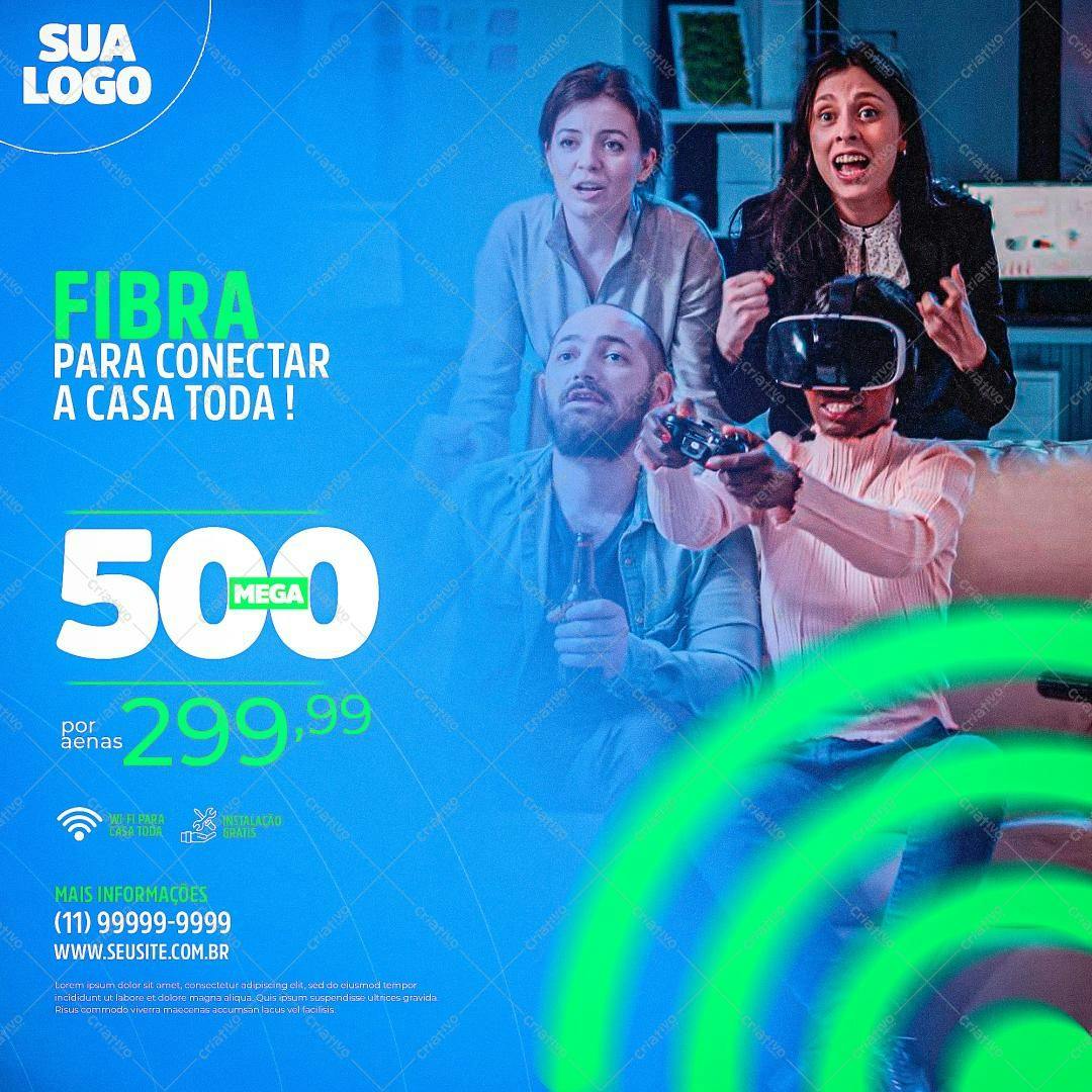 Post para Redes Sociais Promoção Internet Fibra Ótica PSD Editável